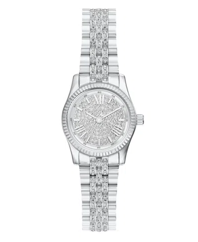 Michael Kors Women's Lexington Three-hand Silver-tone Stainless Steel Watch, 26mm In White