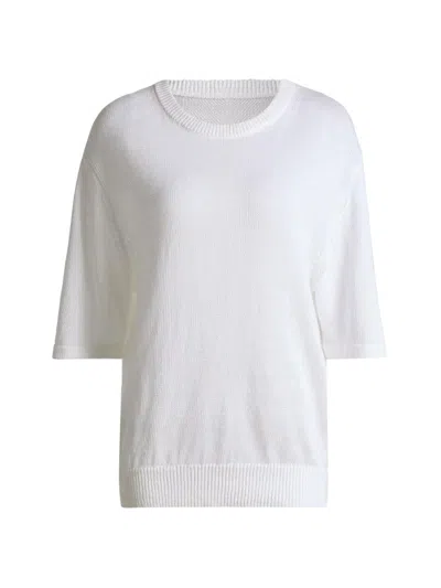 Michael Kors Women's Linen-cotton Crewneck Sweater In White