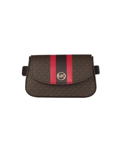 Michael Kors Women's Logo Belt Bag With Stripe In Dark Brown