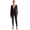 Michael Kors Women's Long Sleeves  - Twst Frnt Mix Fb Jumpsuit - Black