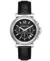 Michael Kors Oversized Maren Silver-tone And Crocodile Embossed Leather Watch In Black