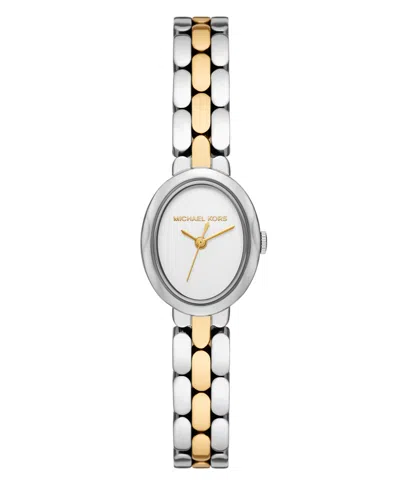 Michael Kors Women's Maude Three-hand Two-tone Stainless Steel Watch, 21mm In Silver