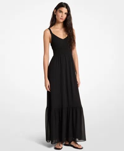 Michael Kors Women's Maxi Smocked Dress In Black