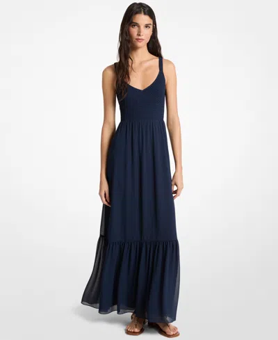 Michael Kors Women's Maxi Smocked Dress In Blue