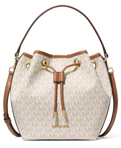 Michael Kors Women's Medium Signature Logo Bucket Messenger Handbag In Animal Print