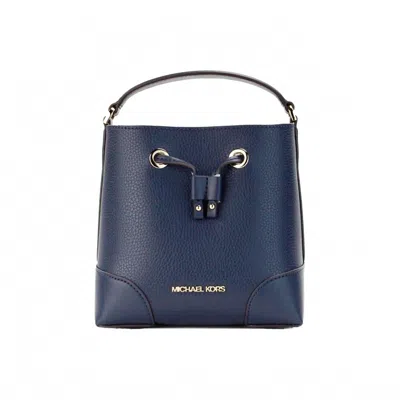 Michael Kors Women's Mercer Leather Bucket Crossbody Bag Purse Small In Navy In Blue