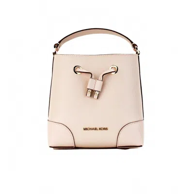 Michael Kors Women's Mercer Pebble Leather Bucket Crossbody Bag Purse Small In Powder Blush In Multi