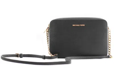 Pre-owned Michael Kors Women's  Jet Set East West Crossbody Bag Large In Black/gold