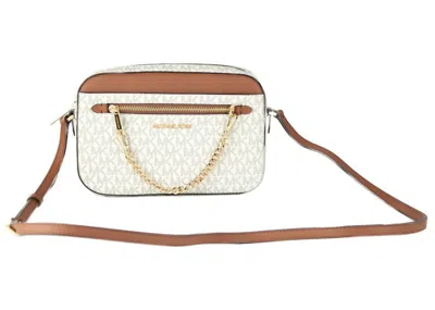 Pre-owned Michael Kors Women's  Jet Set East West Crossbody Bag Large In Vanilla/brown