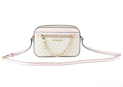 Pre-owned Michael Kors Women's  Jet Set East West Crossbody Bag Large In Vanilla/pink