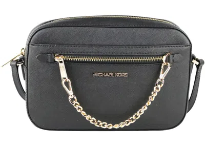Pre-owned Michael Kors Women's  Jet Set East West Zip Chain Crossbody Large In Black