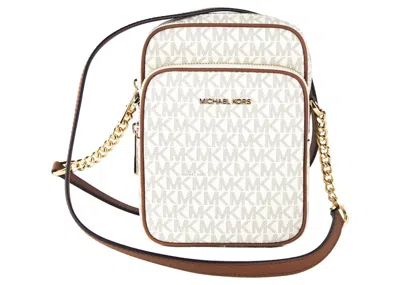 Pre-owned Michael Kors Women's  Jet Set North South Crossbody Bag Medium In Vanilla