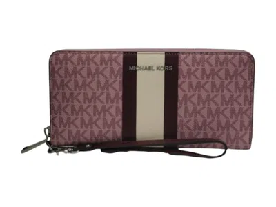 Pre-owned Michael Kors Women's  Jet Set Travel Continental Wristlet In Royal Pink