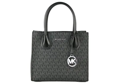 Pre-owned Michael Kors Women's  Mercer Signature Messenger Bag Medium In Black