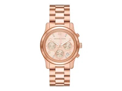 Pre-owned Michael Kors Women's  Runway Chronograph Mk7324 Watch In Stainless Steel In Silver