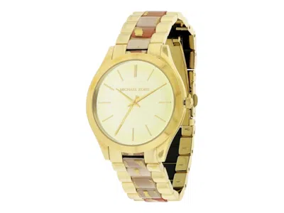 Pre-owned Michael Kors Women's  Slim Runway Mk4300 Watch In Stainless Steel In Silver