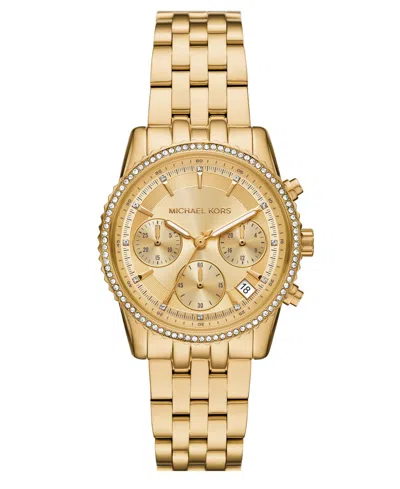 Michael Kors Women's Mini Ritz Chronograph Gold-tone Stainless Steel Watch, 35mm