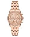 Michael Kors Women's Mini Bryant Chronograph Rose Gold-tone Stainless Steel Watch, 35mm In Rose Gold-tone