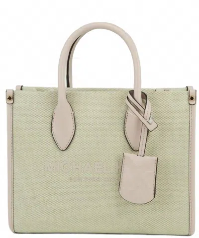 Michael Kors Women's Mirella Canvas Shopper Crossbody Handbag Purse Small In Powder Blush In Multi