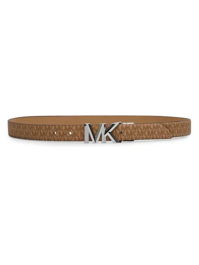 Michael Kors Women's Mk Logo Monogram Leather Belt In Neutral