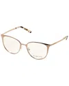 Michael Kors Women's Lil 53mm Shiny Rose Gold Opticals Mk3017-1108-53 In Gold