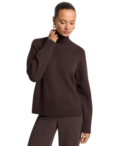 Michael Kors Women's Mock-neck Wool Pullover Sweater In Brown