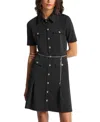 Michael Kors Women's Multi-pockets Collared Mini Dress In Black