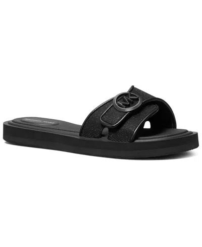 Michael Kors Women's Open Toe Mk Pool Slides Sandals In Black