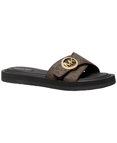 Michael Kors Women's Open Toe Mk Pool Slides Sandals In Brown