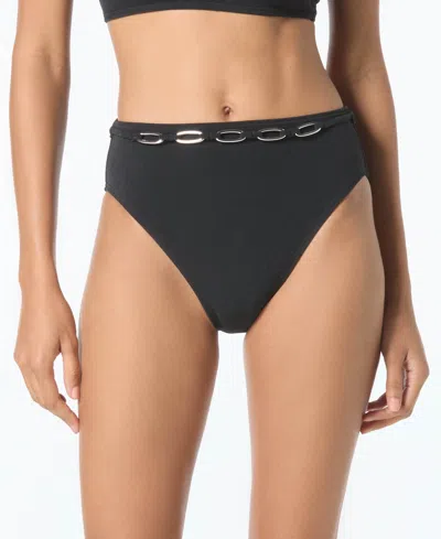 Michael Kors Women's Oval Link Full Coverage Swim Bottoms In Black