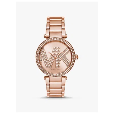 Michael Kors Oversized Pavé Logo Rose Gold-tone Watch