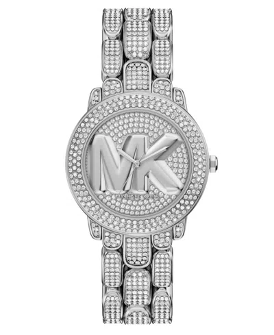 Michael Kors Women's Phoebe Three-hand Silver-tone Stainless Steel Watch, 36mm In Metallic