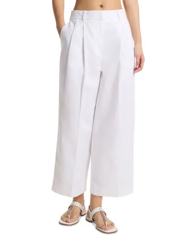 Michael Kors Women's Pleated Wide-leg Pants In White