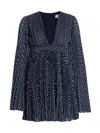 Michael Kors Polka Dot Pleated Fit-flare Mini Dress In Midnight Optic White