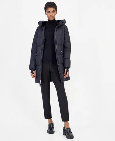 Michael Kors Women's Puffer Hooded Coat, Created For Macy's In Blue