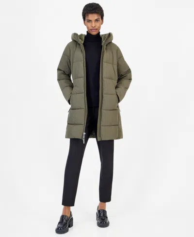 Michael Kors Women's Puffer Hooded Coat, Created For Macy's In Green