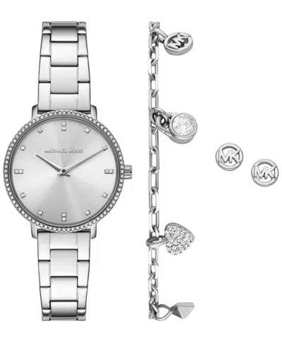 Michael Kors Women's Pyper Two-hand Stainless Steel Watch 32mm In Silver