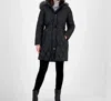 Michael Kors Women's Quilted Down Faux Fur Long Puffer Coat In Black In Black