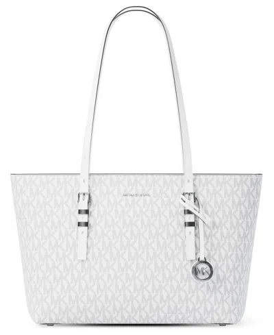 Michael Kors Women's Quinn Medium East West Tote Bag In Optic White,allumn