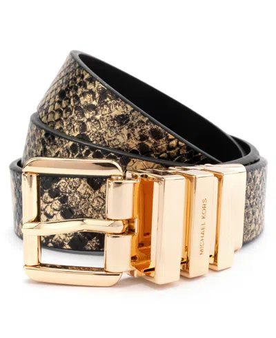 Michael Kors Women's Reversible Snake Pattern Belt In Brown