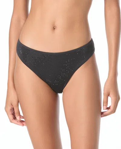Michael Kors Women's Rhinestone Moderate Coverage Swim Bottoms In Black