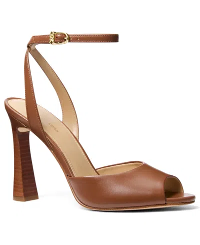Michael Kors Women's Rosie Peep Toe High Sandals In Brown
