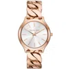 Michael Kors Women's Slim Runway Three-hand Rose Gold-tone Stainless Steel Watch 38mm In White