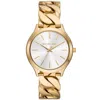 Michael Kors Slim Runway Gold-tone Curb-link Watch In White