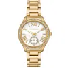 Michael Kors Women's Sage Three-hand Gold-tone Stainless Steel Watch 38mm In White