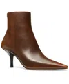 Michael Kors Selina Burnished Leather Ankle Boot In Brown