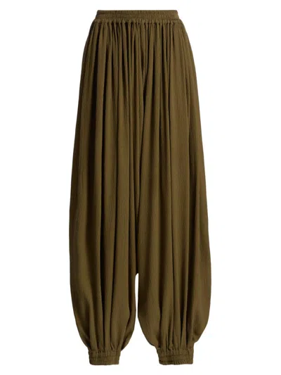 Michael Kors Women's Sarouel Silk Seersucker Trousers In Brown