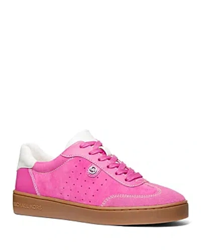 Michael Kors Women's Scotty Lace Up Low Top Sneakers In Cerise
