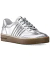 Michael Kors Scotty Embellished Metallic Leather Sneaker In Metallic