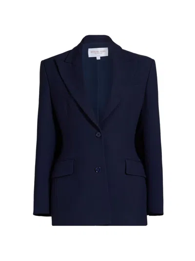 Michael Kors Women's Sculpted Belted Two-button Blazer In Blue